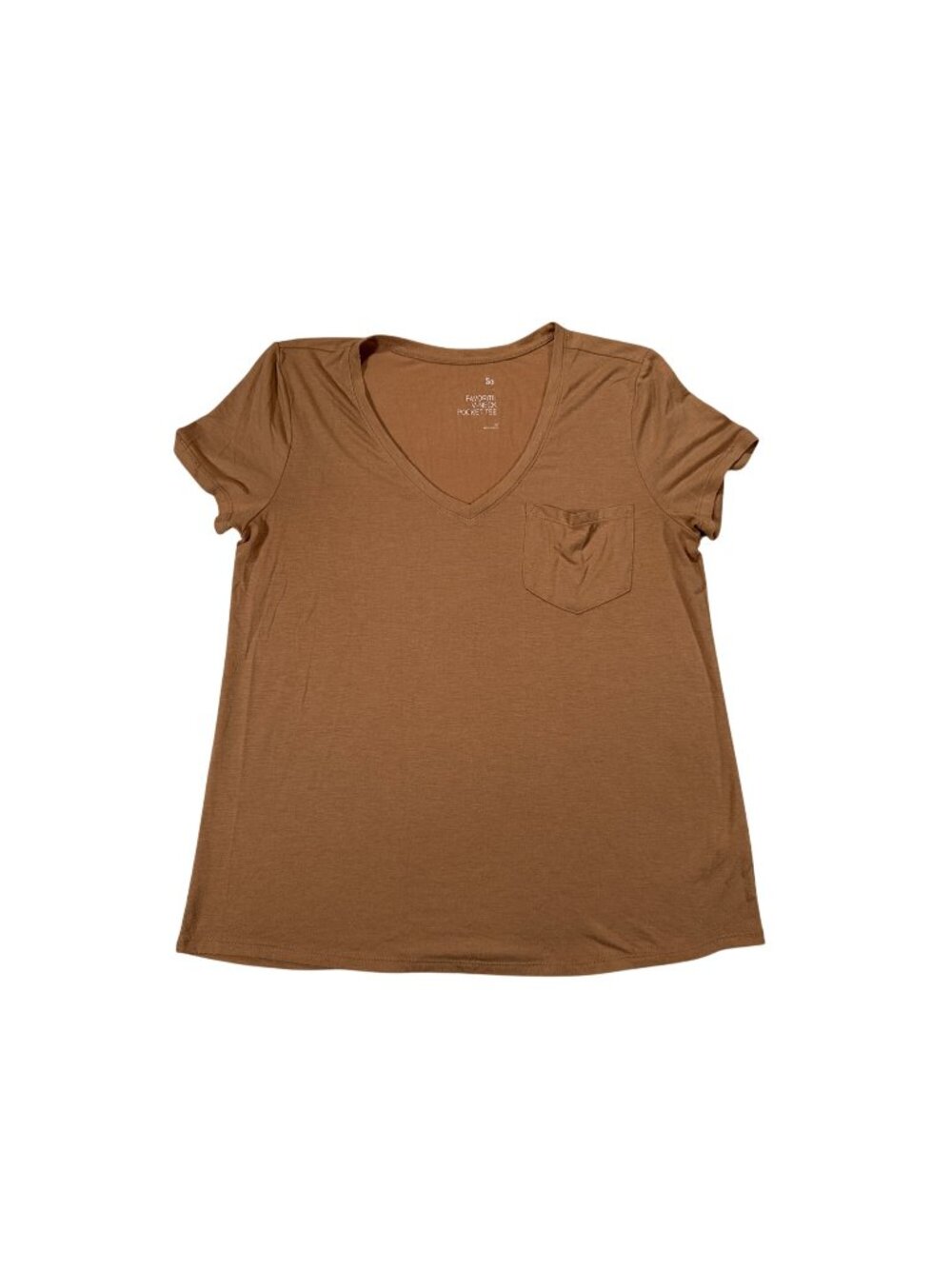 So Womens Favorite V-Neck Pocket Tee Medium Brown Short Sleeve Stretch Comfort